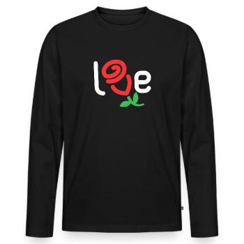 Love - Männer Premium Bio Langarmshirt - Schwarz - Vorne - Nico (187cm)