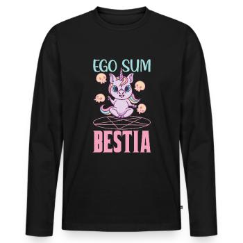 Metal Unicorn Pentagram Baphomet Ego Sum Bestia - Men's Premium Organic Long Sleeve Shirt - black - Front - Nico (187cm)