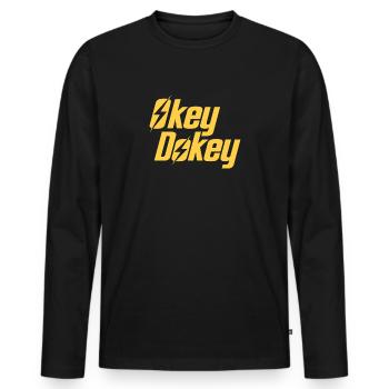 Okey Dokey - Männer Premium Bio Langarmshirt - Schwarz - Vorne - Nico (187cm)