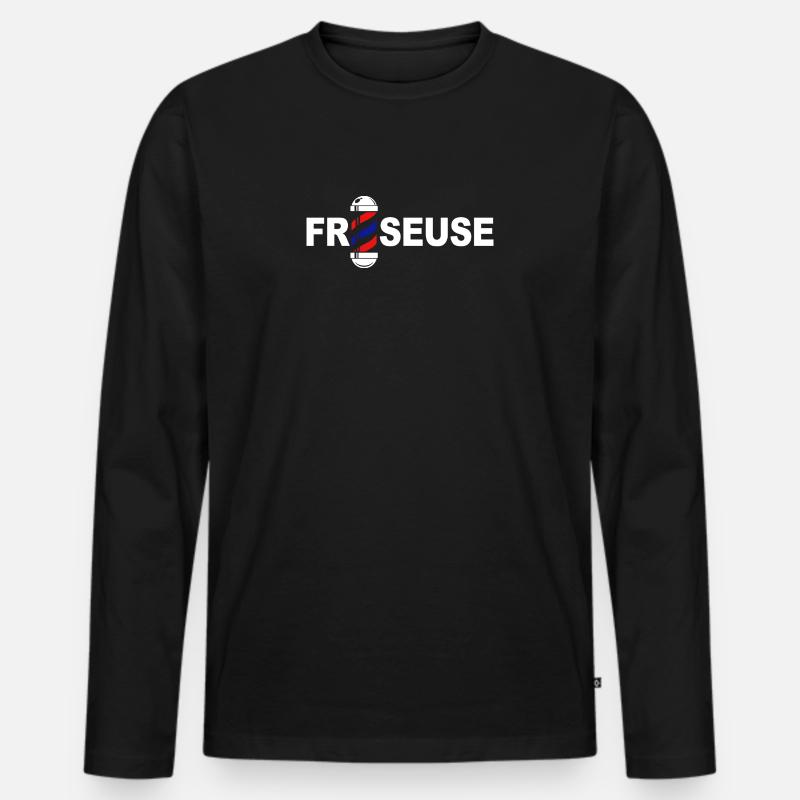 Friseuse - Männer Premium Bio Langarmshirt - Schwarz