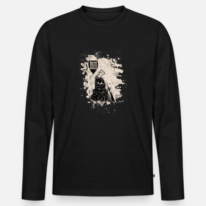 Walther von der Vogelweide - creme bleached - Männer Premium Bio Langarmshirt - Schwarz