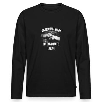 Vater und Sohn - Männer Premium Bio Langarmshirt - Schwarz - Vorne - Nico (187cm)