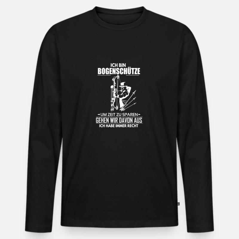 Bogenschütze - Männer Premium Bio Langarmshirt - Schwarz