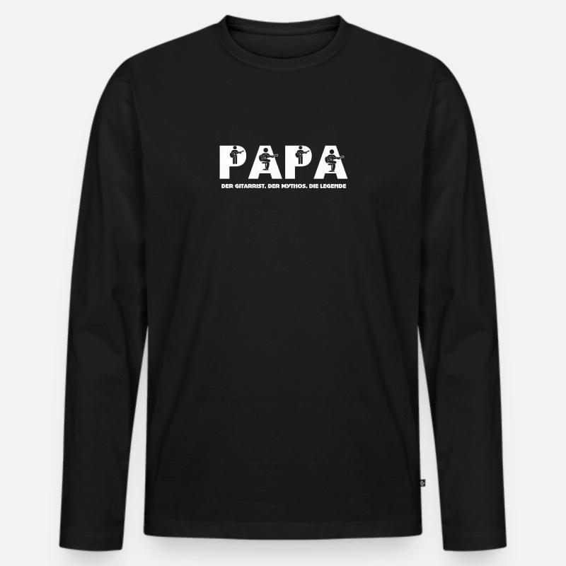 Gitarrist Papa - Männer Premium Bio Langarmshirt - Schwarz