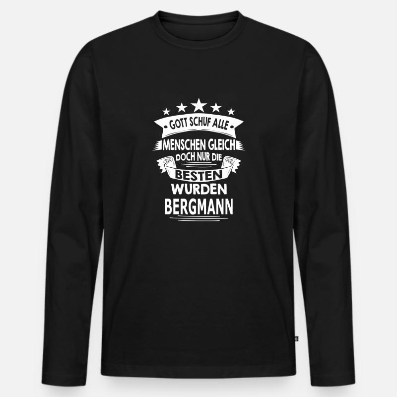 BERGMANN - Männer Premium Bio Langarmshirt - Schwarz