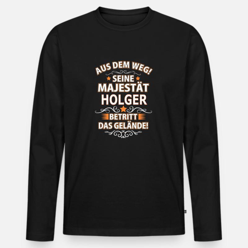 HOLGER - Männer Premium Bio Langarmshirt - Schwarz
