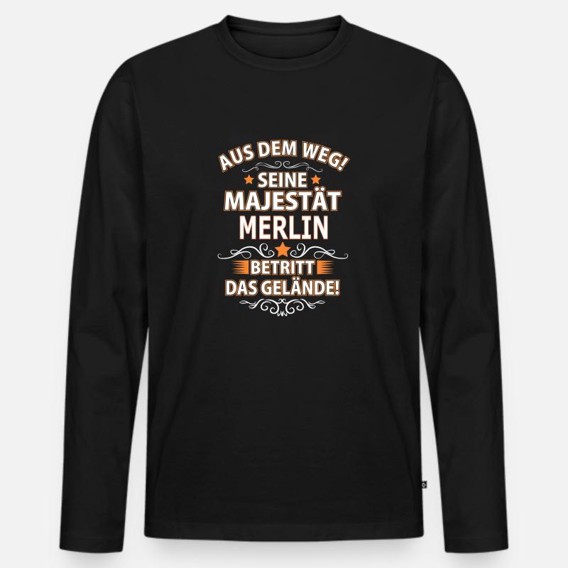 MERLIN - Männer Premium Bio Langarmshirt - Schwarz