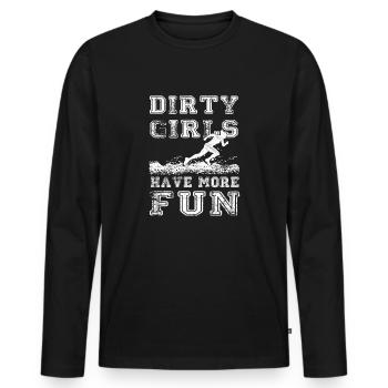 Dirty Girls have more fun - Running Tee - Männer Premium Bio Langarmshirt - Schwarz - Vorne - Nico (187cm)