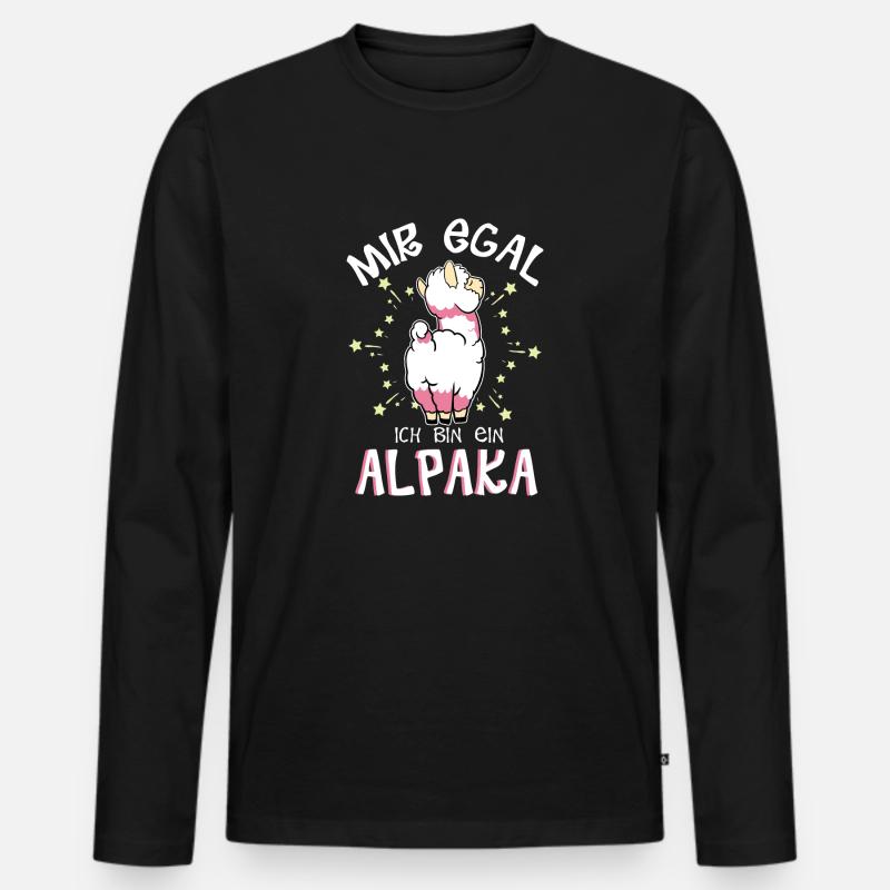 Mir egal. Ich bin ein Alpaka - Männer Premium Bio Langarmshirt - Schwarz