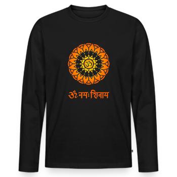 Om Namah Shivaya - T-shirt manches longues Premium bio Homme - noir - Devant - Nico (187cm)