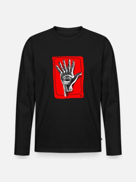 Hand six fingers - Men's Premium Organic Long Sleeve Shirt - black