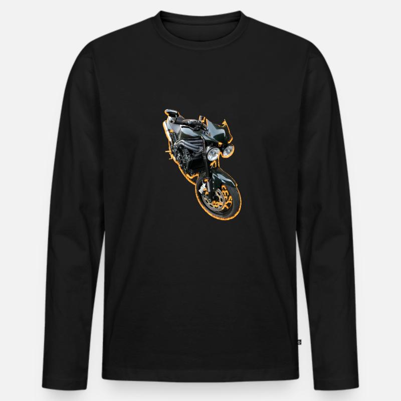 Speedy on Fire - Männer Premium Bio Langarmshirt - Schwarz