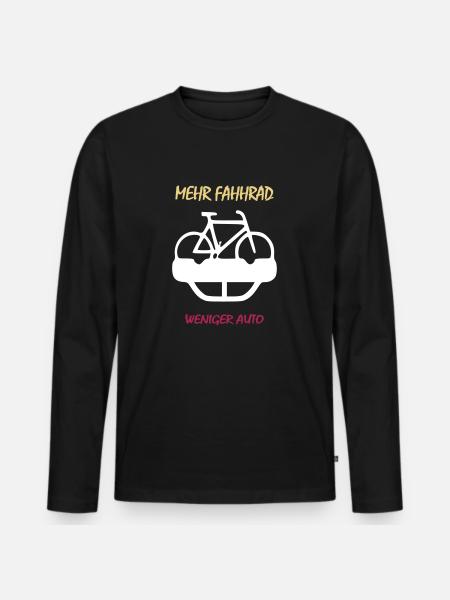 plus de vélo moins voiture - T-shirt manches longues Premium bio Homme - noir