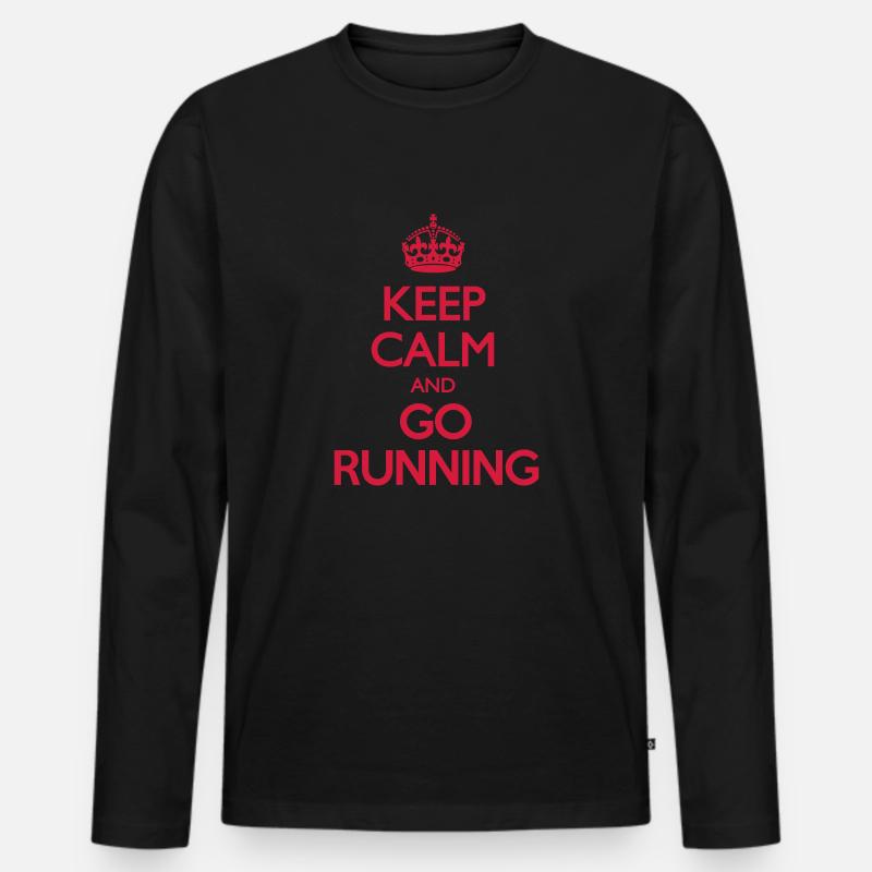 Keep Calm and Go Running - Männer Premium Bio Langarmshirt - Schwarz