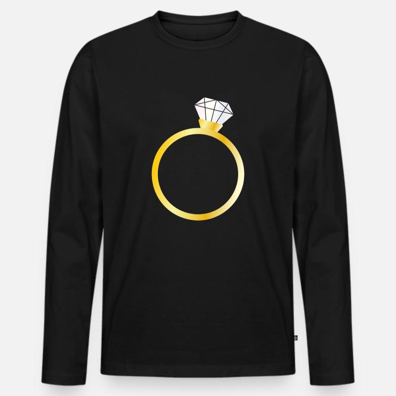 Diamantenring - Männer Premium Bio Langarmshirt - Schwarz