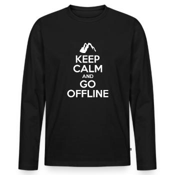 Keep Calm And Go Offline. Wandern Design - Männer Premium Bio Langarmshirt - Schwarz - Vorne - Nico (187cm)