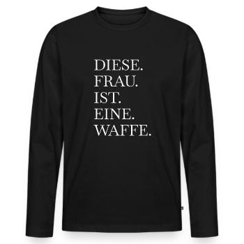 feminism statement frauenpower lustiger spruch - Männer Premium Bio Langarmshirt - Schwarz - Vorne - Nico (187cm)