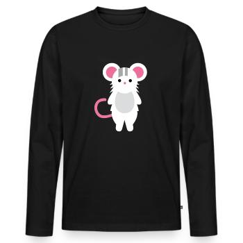Cute little mouse, vector art - Men's Premium Organic Long Sleeve Shirt - black - Front - Nico (187cm)