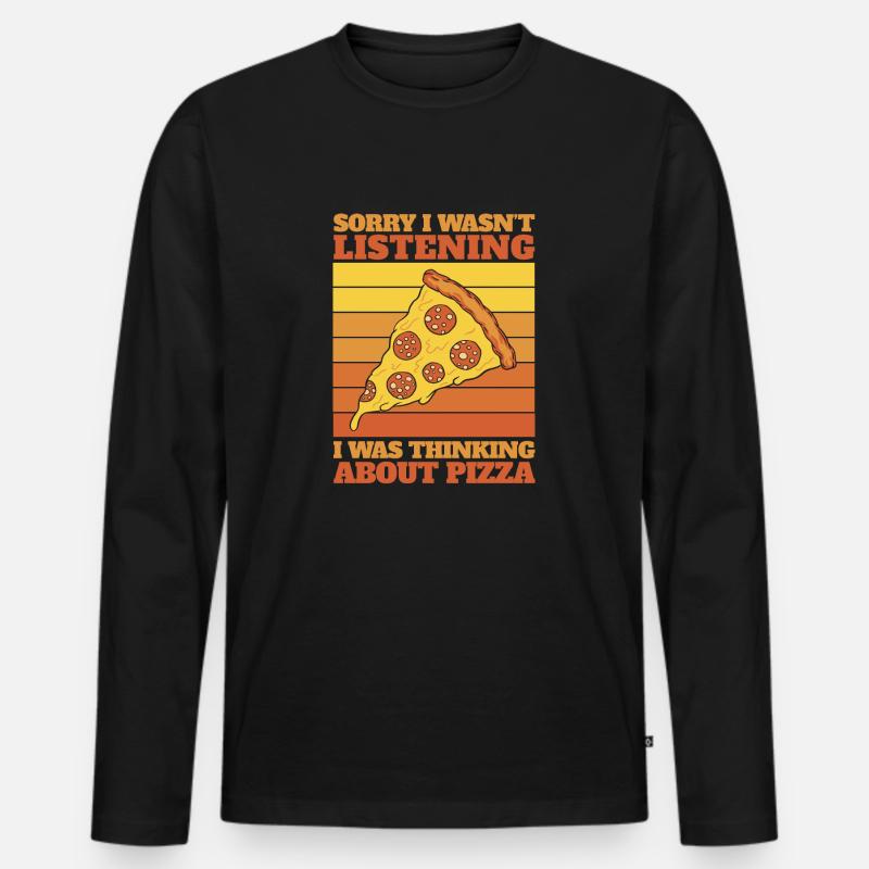 Stück Pizza - Männer Premium Bio Langarmshirt - Schwarz