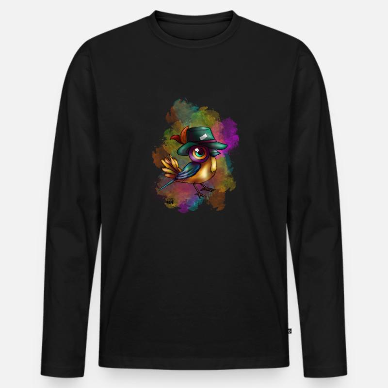 Vogel - Männer Premium Bio Langarmshirt - Schwarz