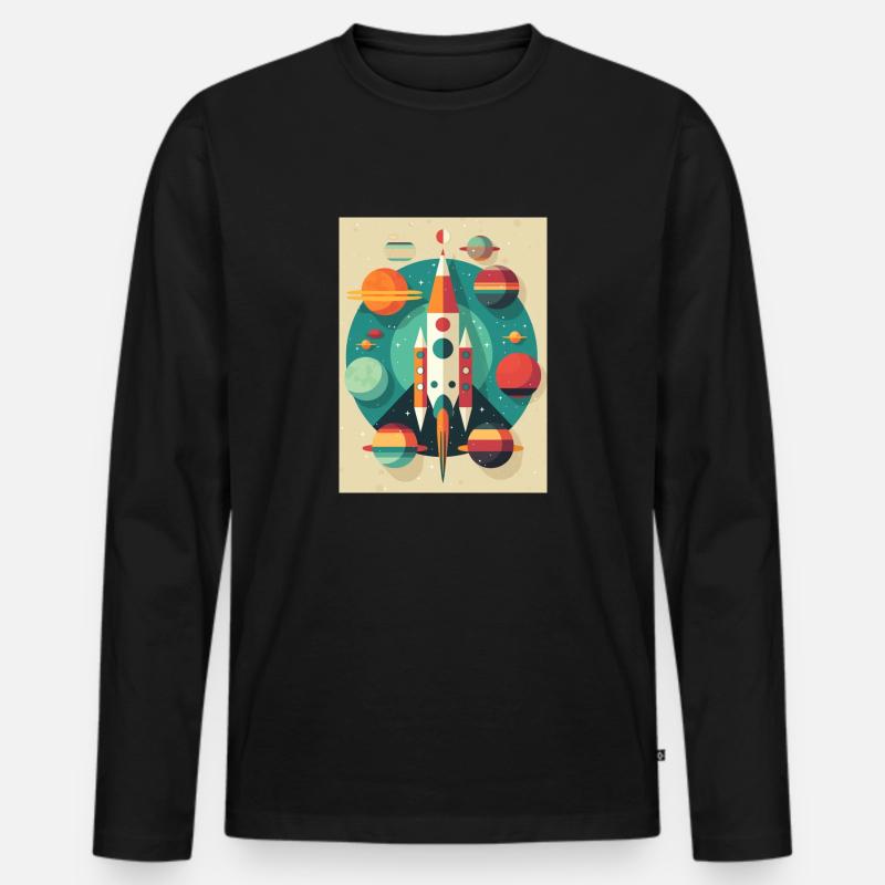 Rocket Launch Raketenstart - Männer Premium Bio Langarmshirt - Schwarz
