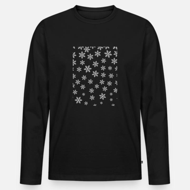 Schneeflocken 02 - Männer Premium Bio Langarmshirt - Schwarz