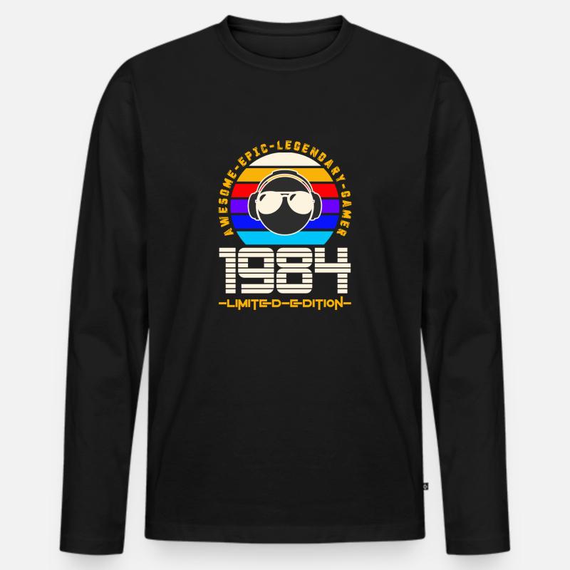 1984 - Männer Premium Bio Langarmshirt - Schwarz