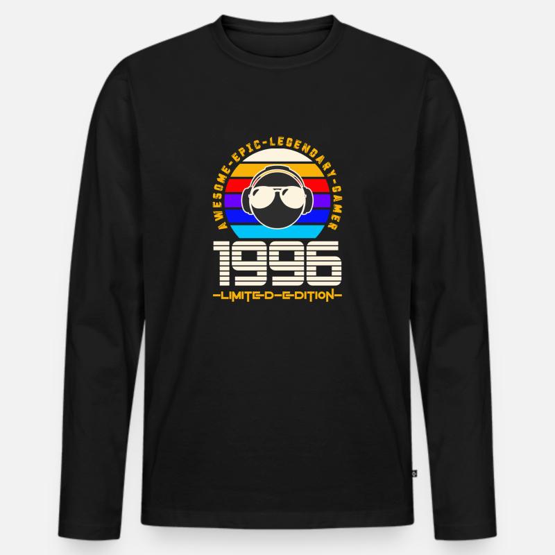 1996 - Männer Premium Bio Langarmshirt - Schwarz