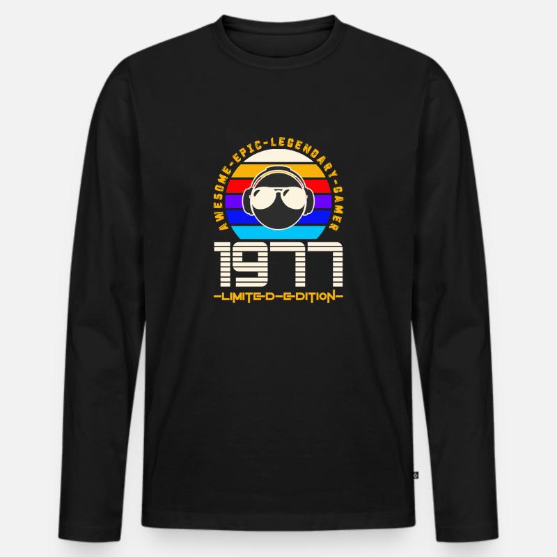 1977 - Männer Premium Bio Langarmshirt - Schwarz