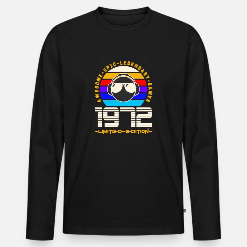 1972 - Männer Premium Bio Langarmshirt - Schwarz