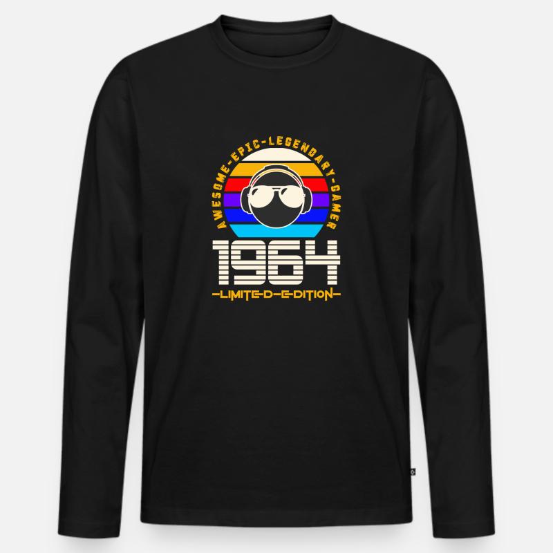 1964 - Männer Premium Bio Langarmshirt - Schwarz