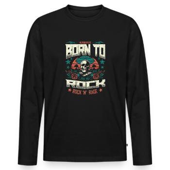 Born To Rock Retro Skull Music Metal Lover - Men's Premium Organic Long Sleeve Shirt - black - Front - Nico (187cm)