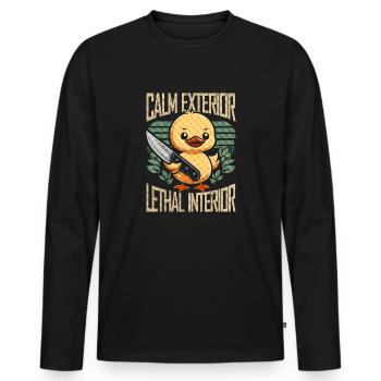 Calm Exterior Lethal interior kawaii Duck & Knife - Men's Premium Organic Long Sleeve Shirt - black - Front - Nico (187cm)