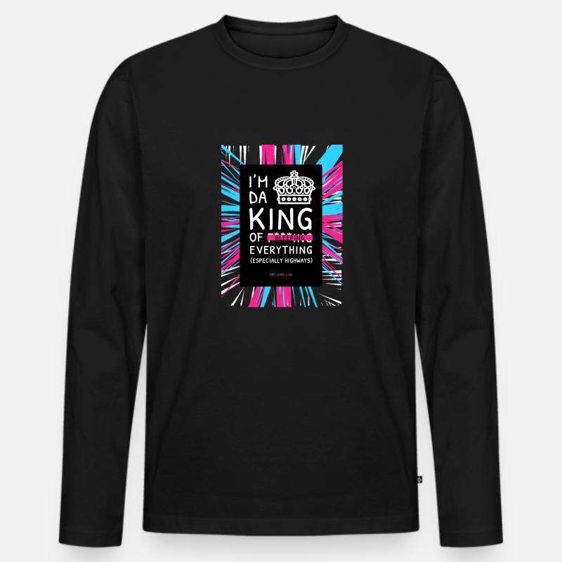 ICH BIN DA KING - Männer Premium Bio Langarmshirt - Schwarz