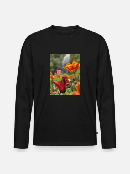 Tulpen bunt - Männer Premium Bio Langarmshirt - Schwarz