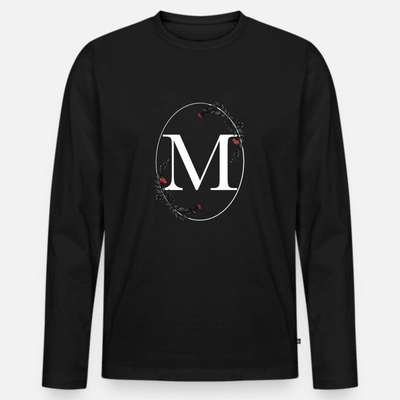 Buchstabe M - Männer Premium Bio Langarmshirt - Schwarz