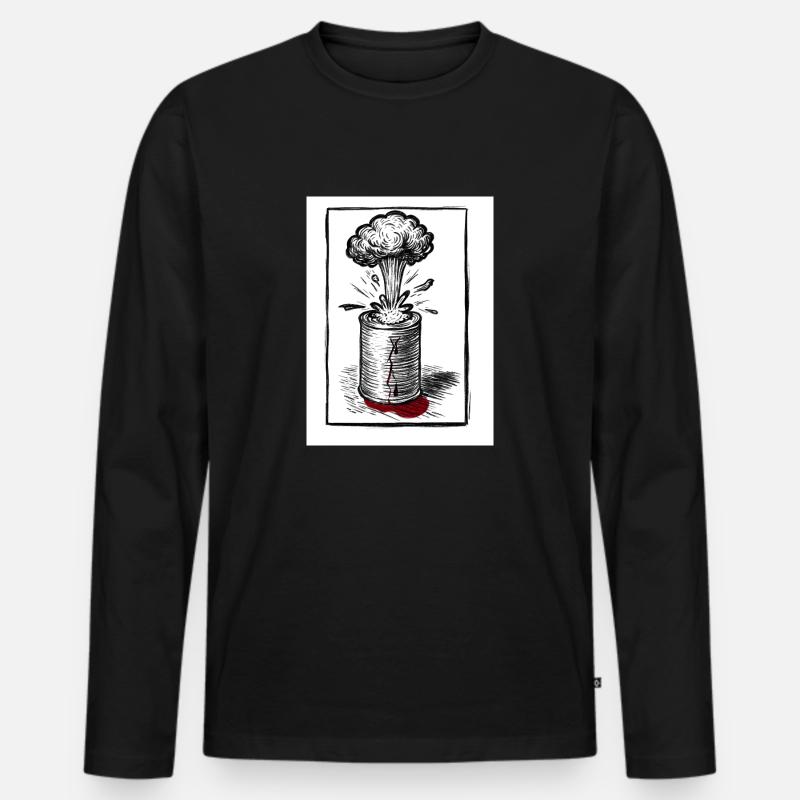 Konservendosenmenschen mitBackground - Männer Premium Bio Langarmshirt - Schwarz
