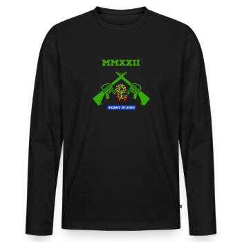 weapons for peace - Männer Premium Bio Langarmshirt - Schwarz - Vorne - Nico (187cm)
