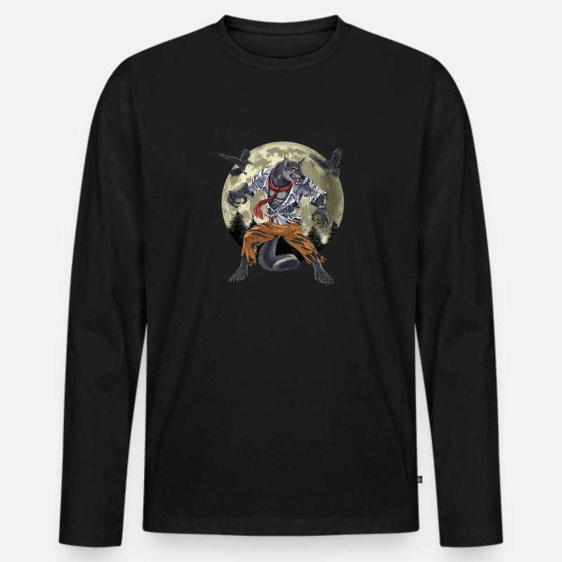 Werwolf - Männer Premium Bio Langarmshirt - Schwarz