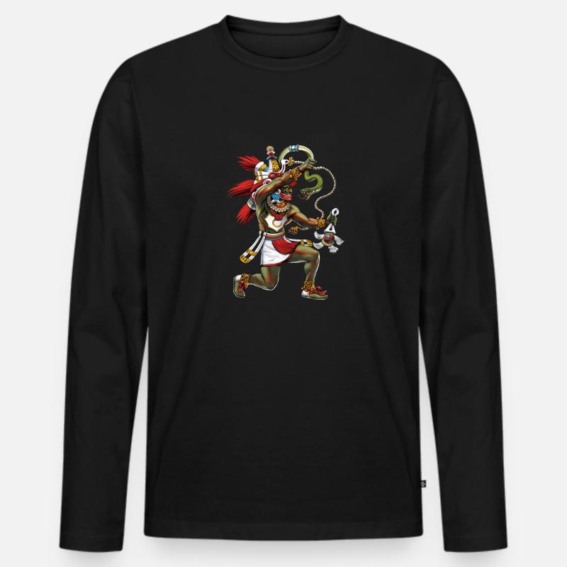 Quetzalcoatl Aztekischer Schlangengott - Männer Premium Bio Langarmshirt - Schwarz