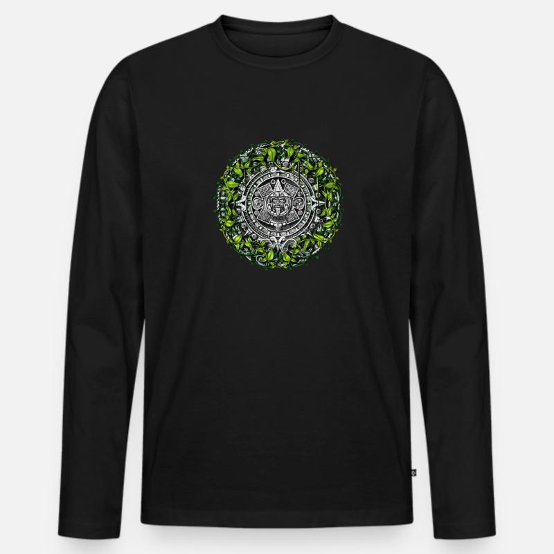 Aztekischer Kalender - Männer Premium Bio Langarmshirt - Schwarz
