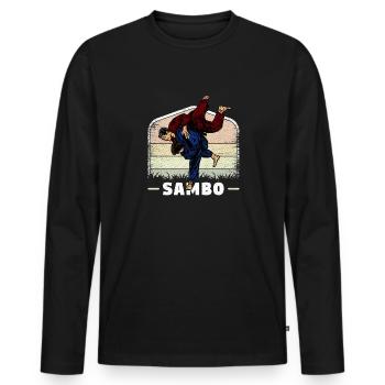 Arts martiaux Sambo Lutte Russie Sport - T-shirt manches longues Premium bio Homme - noir - Devant - Nico (187cm)