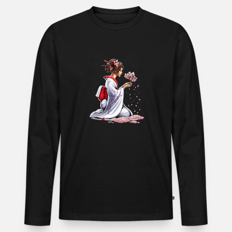 Ragazza samurai giapponese - Maglia a manica lunga ecologica premium da uomo - nero