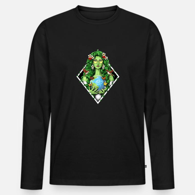 Gaia Mutter Erde Göttin - Männer Premium Bio Langarmshirt - Schwarz