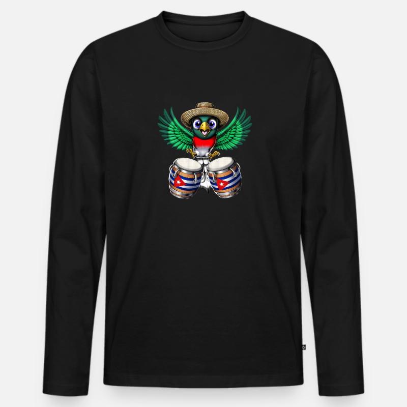 Kuba Trogon Vogeltrommel - Männer Premium Bio Langarmshirt - Schwarz