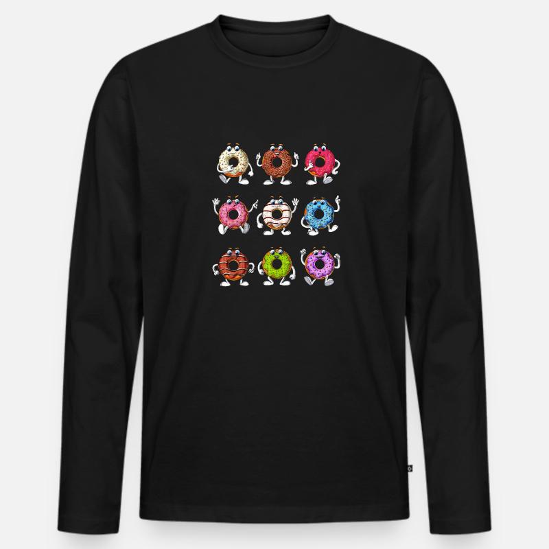 Lustige Donuts - Männer Premium Bio Langarmshirt - Schwarz