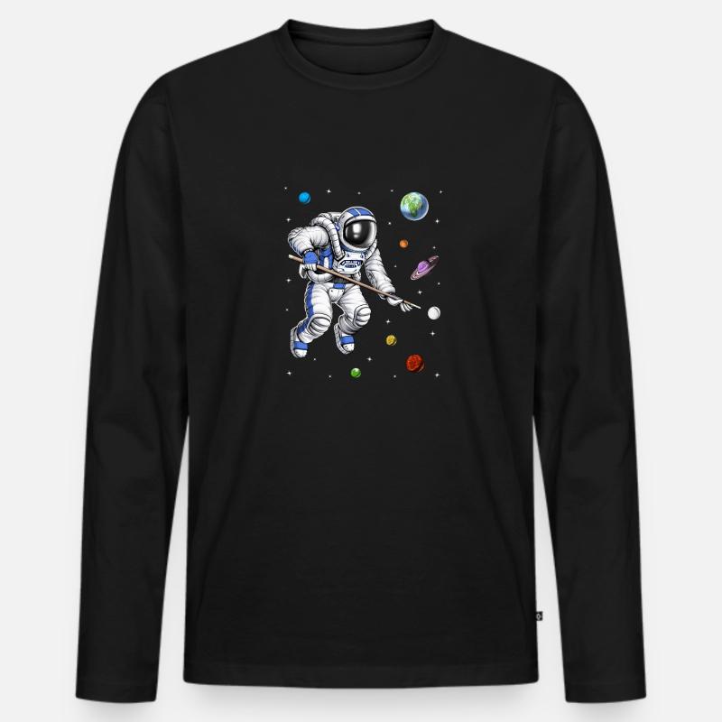 Astronaut Pool Spieler - Männer Premium Bio Langarmshirt - Schwarz