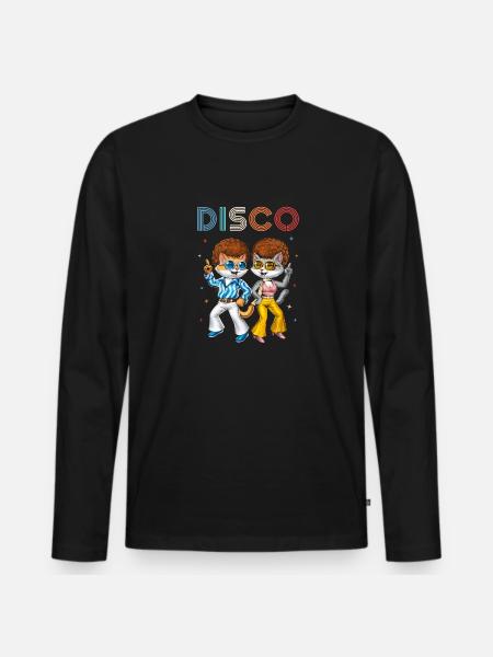 Chats disco - T-shirt manches longues Premium bio Homme - noir