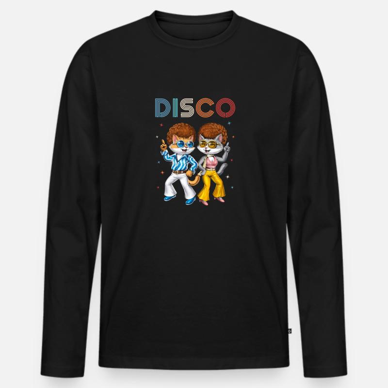 Disco Cats - Men's Premium Organic Long Sleeve Shirt - black