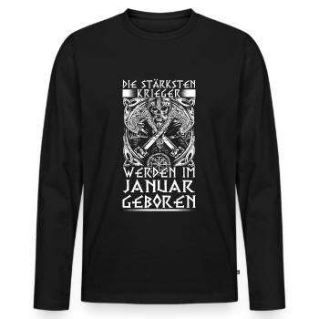 Januar Wikinger Geburtstag Geschenk DE - Männer Premium Bio Langarmshirt - Schwarz - Vorne - Nico (187cm)